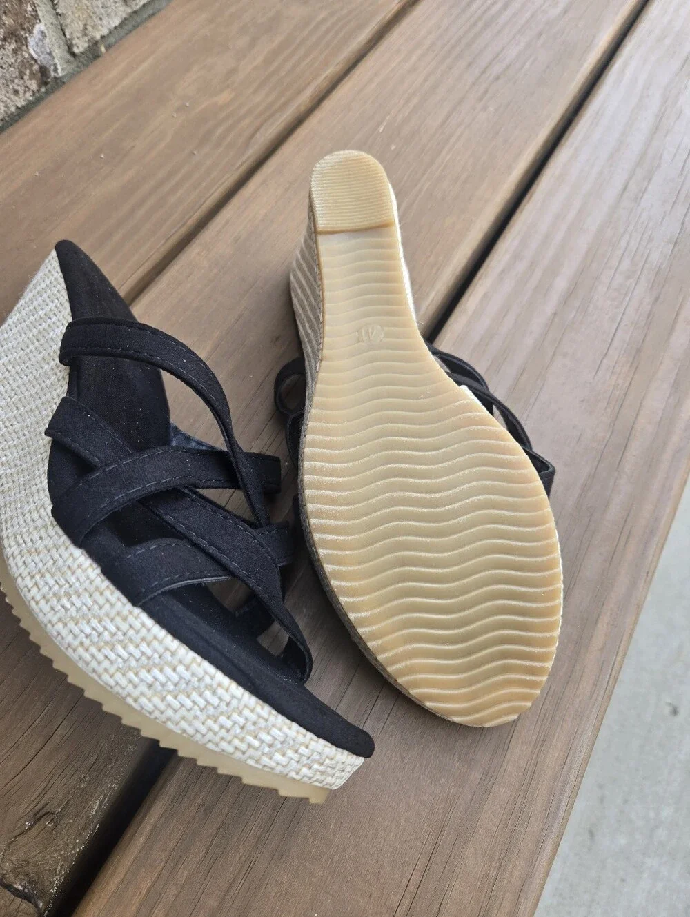 & Other Stories Black Crisscross Espadrille Wedge Slides